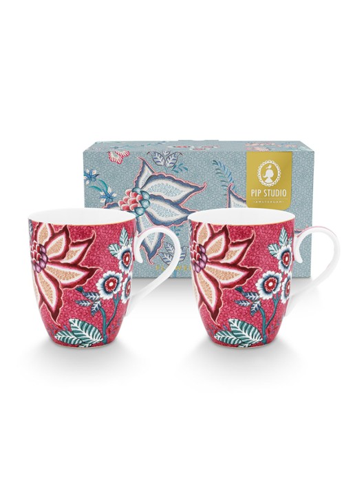 Pip Studio Flower Festival mok 35 cl set van 2 - detail 5 roze