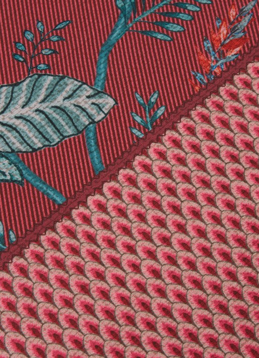 Pip Studio Flower Festival tafelkleed van katoen 250 x 150 cm - voorkant 2 donkerrood