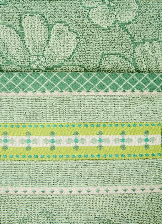 Pip Studio Jasmin Jacquard badhanddoek van katoen - 500 gr/m2 - 55 x 100 cm - detail groen