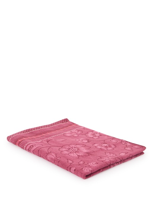 Pip Studio Jasmin Jacquard badlaken 140 x 70 cm - voorkant 2 donkerroze