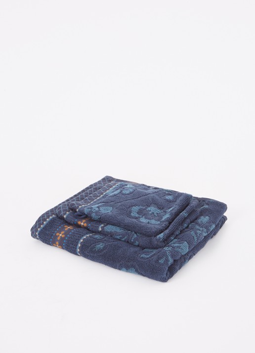 Pip Studio Jasmin washand van katoen - 500 gr/m2 - 16 x 22 cm - voorkant 2 donkerblauw