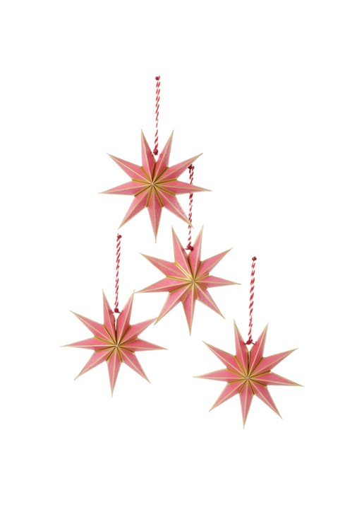 Pip Studio Jouw cadeau: Christmas Star kerstster set van 4 - voorkant 2 roze