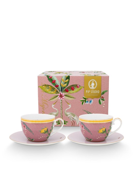 Pip Studio La Majorelle kop en schotel 28 cl set van 2 - achterkant 3 roze