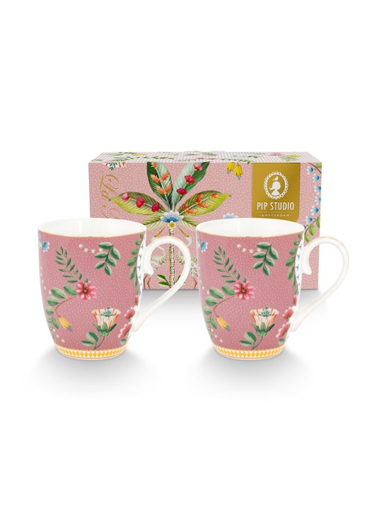 Pip Studio La Majorelle mok 35 cl set van 2 - detail 2 roze