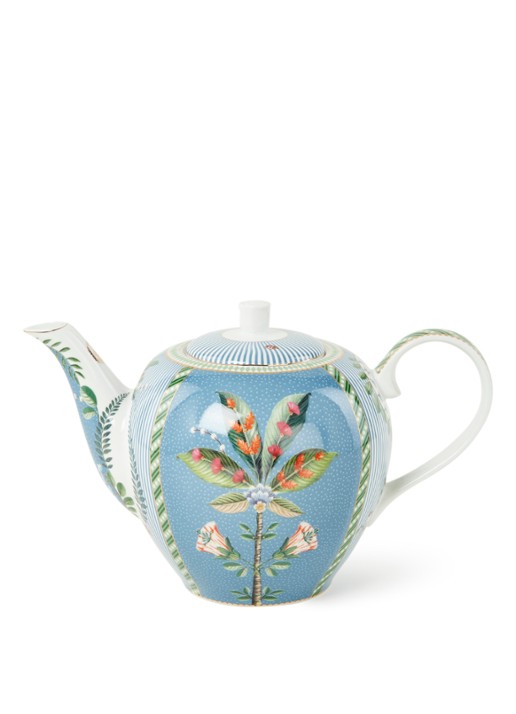 Pip Studio La Majorelle theepot 1,6 liter - voorkant 2 blauwgrijs