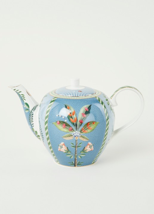 Pip Studio La Majorelle theepot 1,6 liter - voorkant 3 blauwgrijs