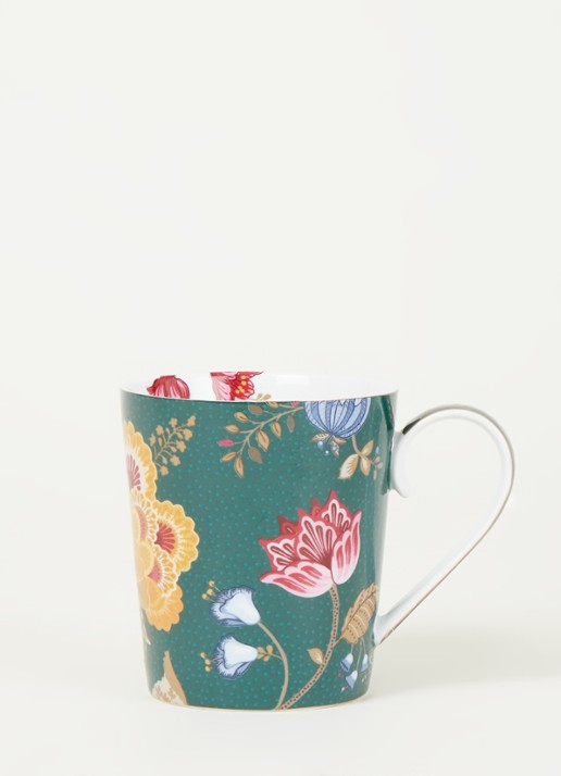 Pip Studio Letter H Floral Fantasy mok 35 cl - voorkant 2 zeegroen