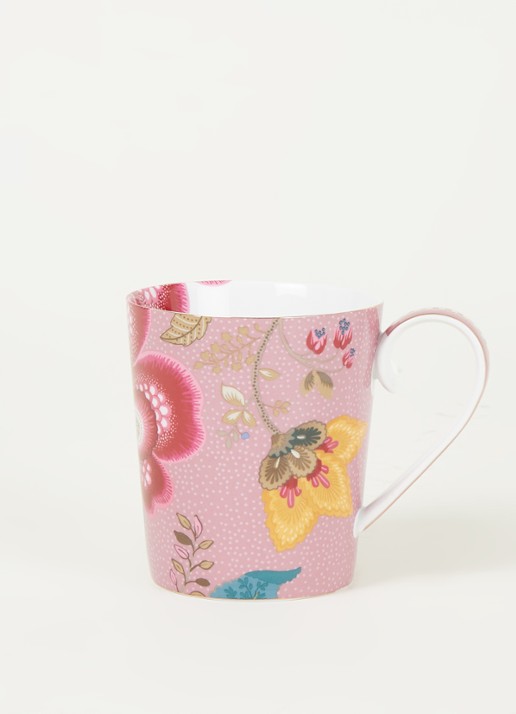 Pip Studio Letter M Floral Fantasy mok 35 cl - voorkant 2 roze