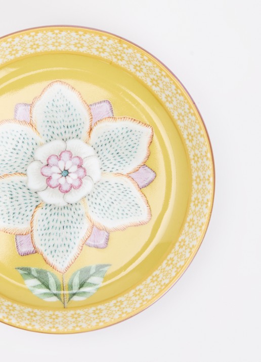 Pip Studio Lily & Lotus theetipje 9 cm - voorkant 2 okergeel