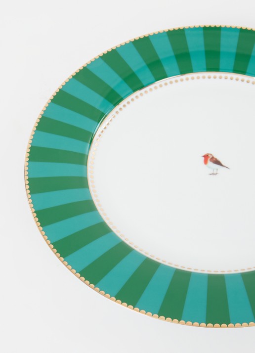 Pip Studio Love Birds dinerbord 26,5 cm - detail donkergroen