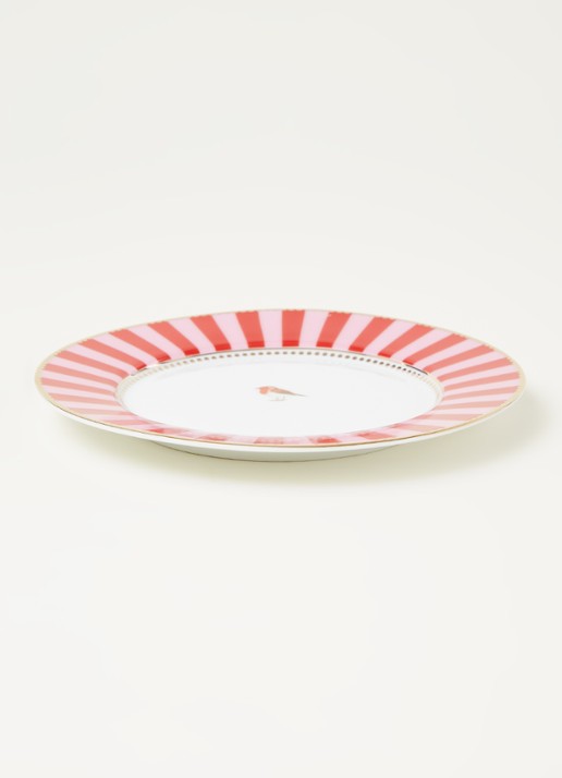 Pip Studio Love Birds gebaksbordje 17 cm - voorkant 2 steenrood