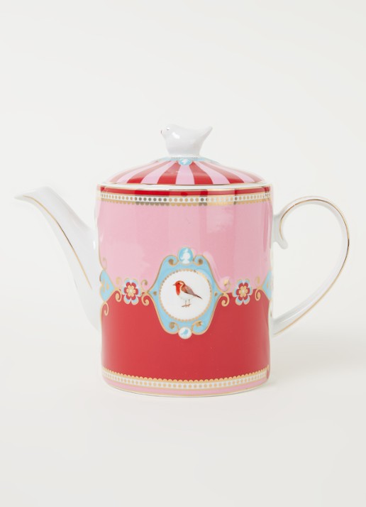 Pip Studio Love Birds theepot 1,3 liter - voorkant 2 roze