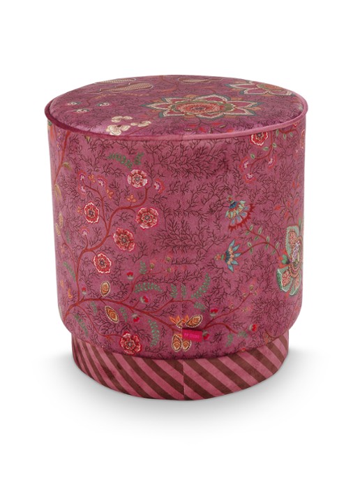 Pip Studio Mumbai Morning poef 40 x 45 cm - achterkant 4 roze