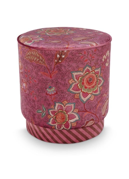 Pip Studio Mumbai Morning poef 40 x 45 cm - voorkant 5 roze