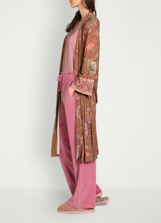 Pip Studio Naomi Mumbai Morning kimono met bloemenprint - detail 6 bruin
