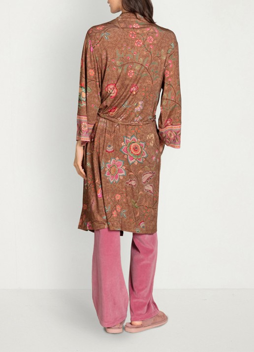 Pip Studio Naomi Mumbai Morning kimono met bloemenprint - detail 7 bruin