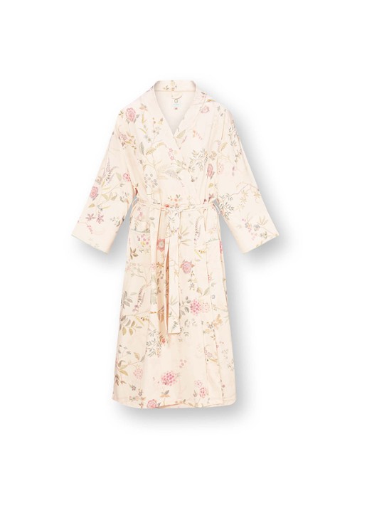 Pip Studio Noa Bodhi Flower kimono met bloemenprint - voorkant gebroken wit
