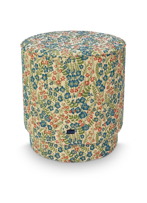 Pip Studio Poppy poef 40 x 45 cm - achterkant 5 blauw