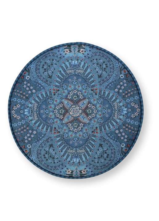 Pip Studio Rosa Rani poef 40 x 45 cm - detail blauw