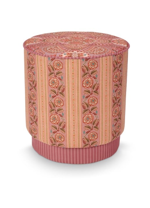 Pip Studio Rosa Rani poef 40 x 45 cm - voorkant 2 roze