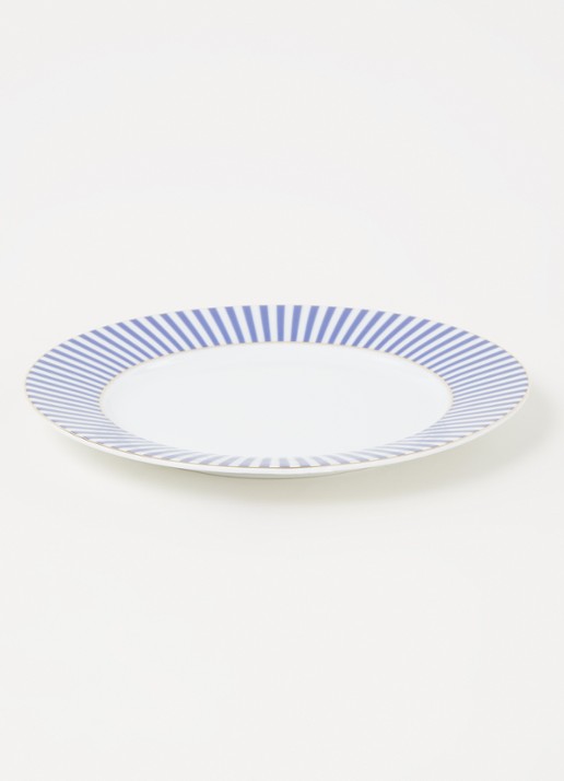 Pip Studio Royal Stripes ontbijtbord 21 cm - voorkant 2 royalblauw
