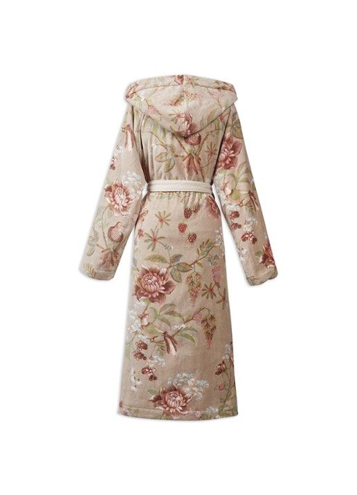 Pip Studio Secret Garden badjas met bloemenprint - voorkant 3 khaki