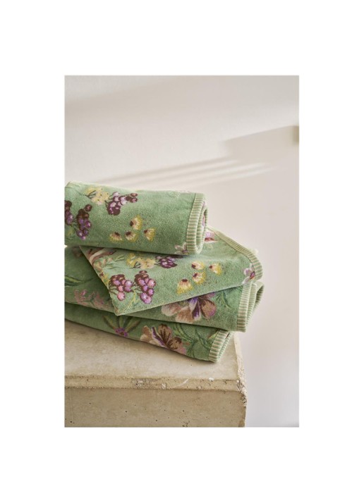 Pip Studio Secret Garden gastendoek van terry katoen - 400 gr/m2 - 30 x 50 cm - voorkant 2 groen