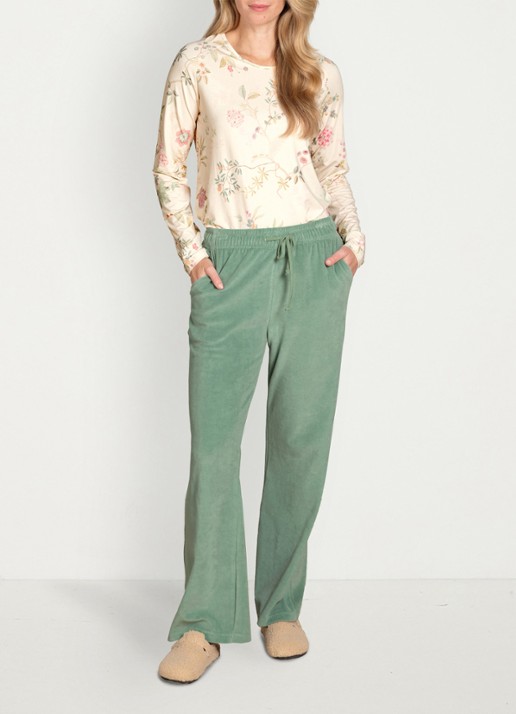 Pip Studio Tina Bodhi Flower pyjamatop met bloemenprint - detail 2 gebroken wit