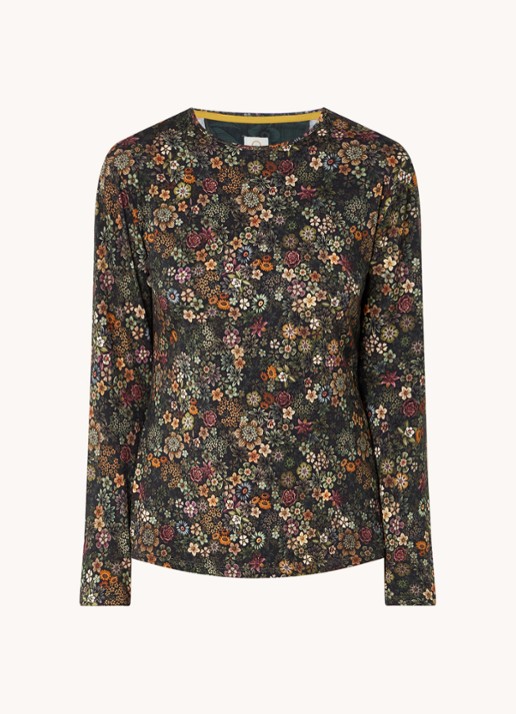 Pip Studio Tom pyjamatop met bloemenprint - voorkant donkergroen