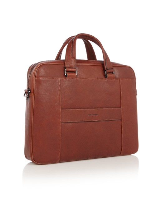 Piquadro Black Square laptoptas met 15 inch laptopvak - detail 2 cognac
