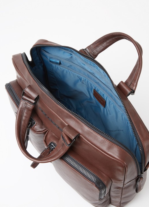 Piquadro Harper businesstas van leer met 15 inch laptopvak - detail 3 donkerbruin