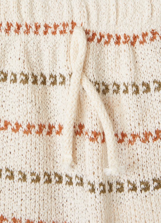 Play Up Grofgebreide straight fit korte broek met streepprint - detail beige