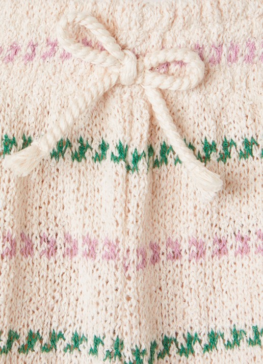 Play Up Grofgebreide straight fit korte broek met streepprint - detail roze