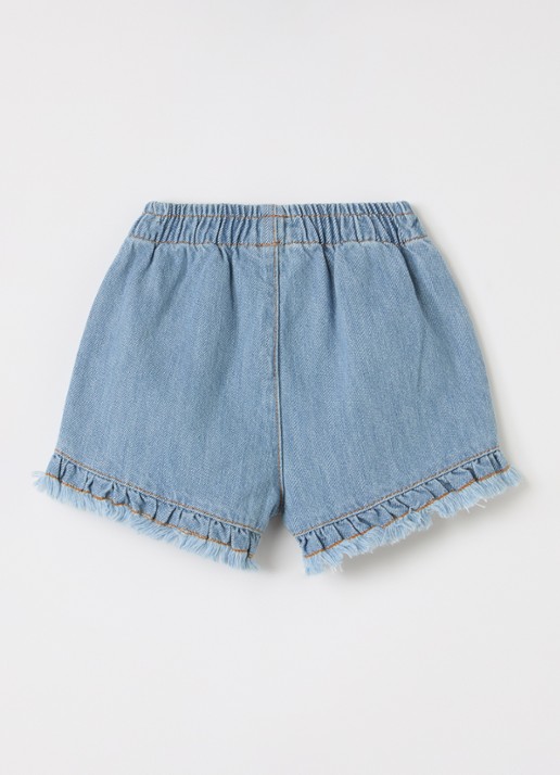 Play Up Straight fit korte broek van denim - voorkant 2 lichtblauw