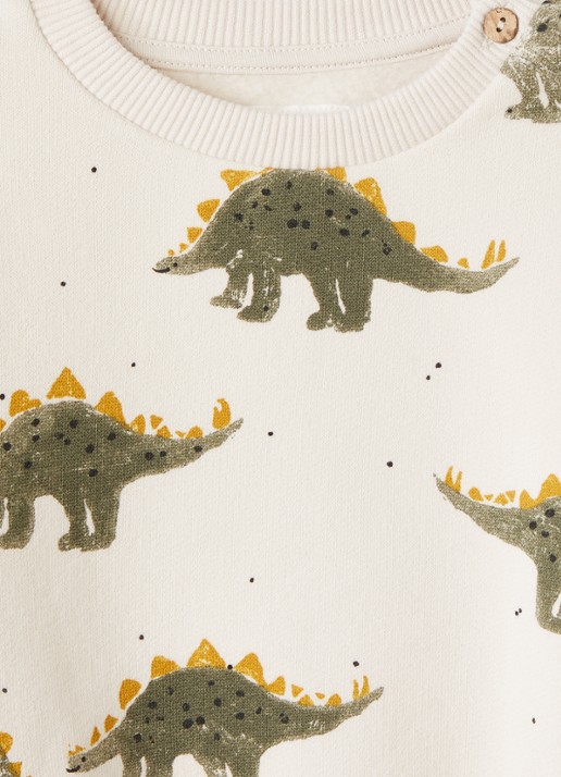 Play Up Sweater van fleece met print - detail creme