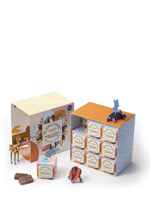 PLAYin CHOC ToyChoc Giftset Surprises Bedreigde Dierensoorten chocolade met surprise - set van 18 - voorkant undefined