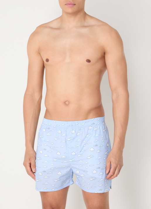 Pockies Blue Clouds boxershort met steekzakken - voorkant 4 blauw