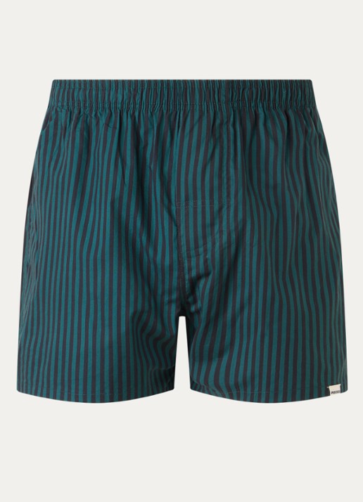 Pockies Boxershort met streepprint - voorkant donkergroen