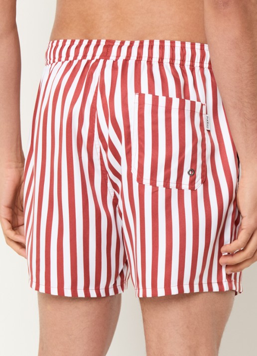 Pockies Brick zwemshorts met streepprint en ritszakken - achterkant 4 rood
