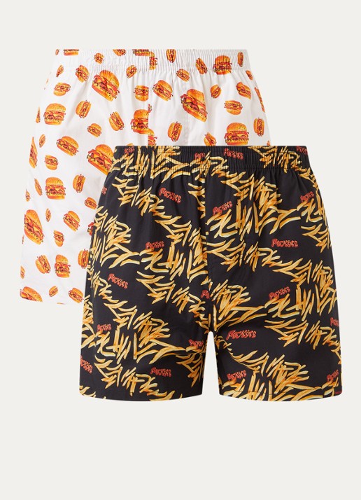 Pockies Burgers and Fries boxershort met steekzakken in 2-pack - voorkant 3 multicolor