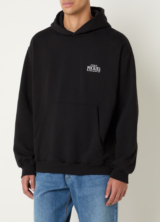 Pockies Herd hoodie met logo- en backprint - achterkant 3 zwart