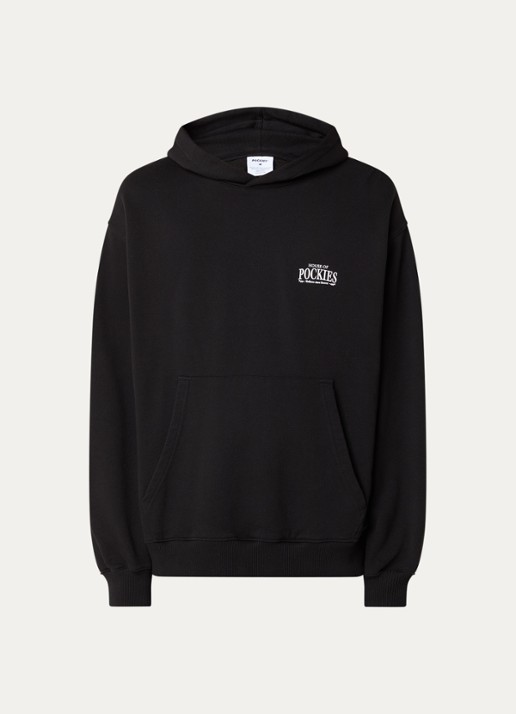 Pockies Herd hoodie met logo- en backprint - voorkant 4 zwart