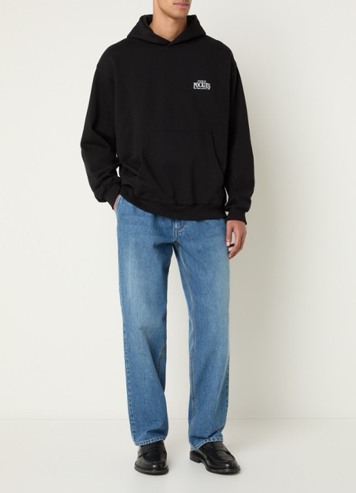 Pockies Herd hoodie met logo- en backprint - voorkant 5 zwart