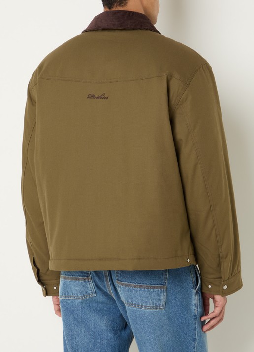 Pockies Hunter gewatteerd bomberjack van canvas met details van corduroy - achterkant 2 olijfgroen