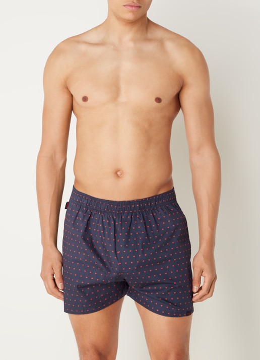 Pockies Love boxershort van  katoen met print - voorkant 4 donkerblauw