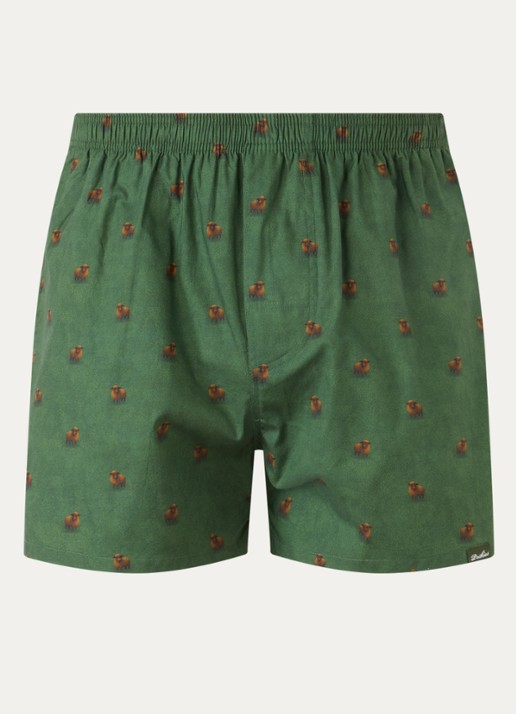 Pockies Sheep boxershort met print - voorkant legergroen