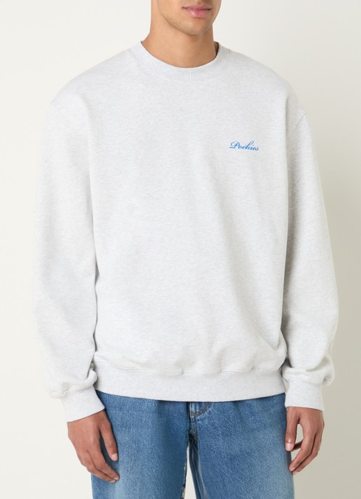 Pockies Sunday Roasting sweater met logo- en backprint - achterkant 4 grijsmele