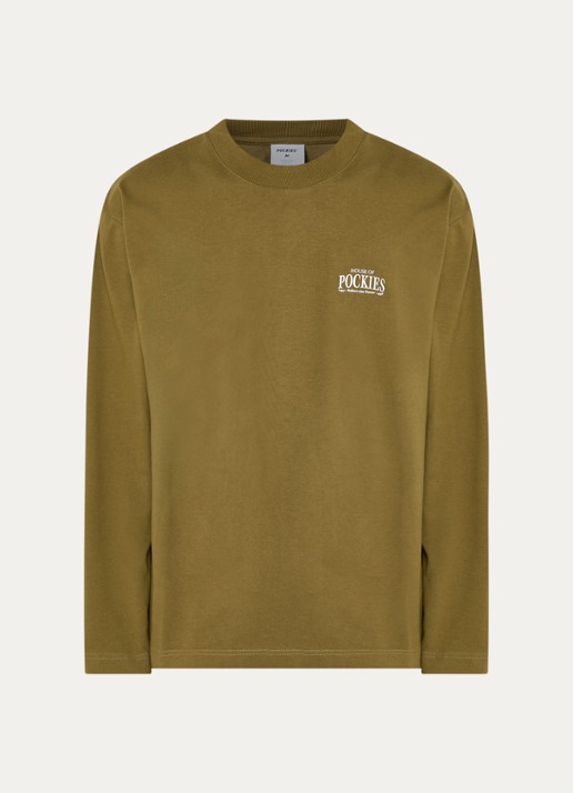Pockies Sweater met logo- en backprint - voorkant 2 groen