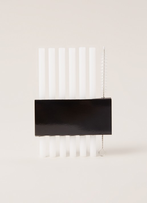 Point-Virgule Rietje van glas set van 6 - voorkant 3 wit