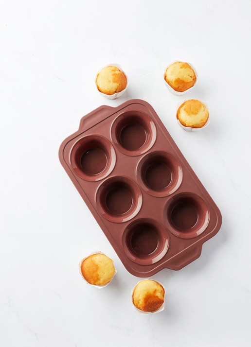 Point-Virgule Siliconen bakvorm voor muffins 6-vaks - detail 4 bruin